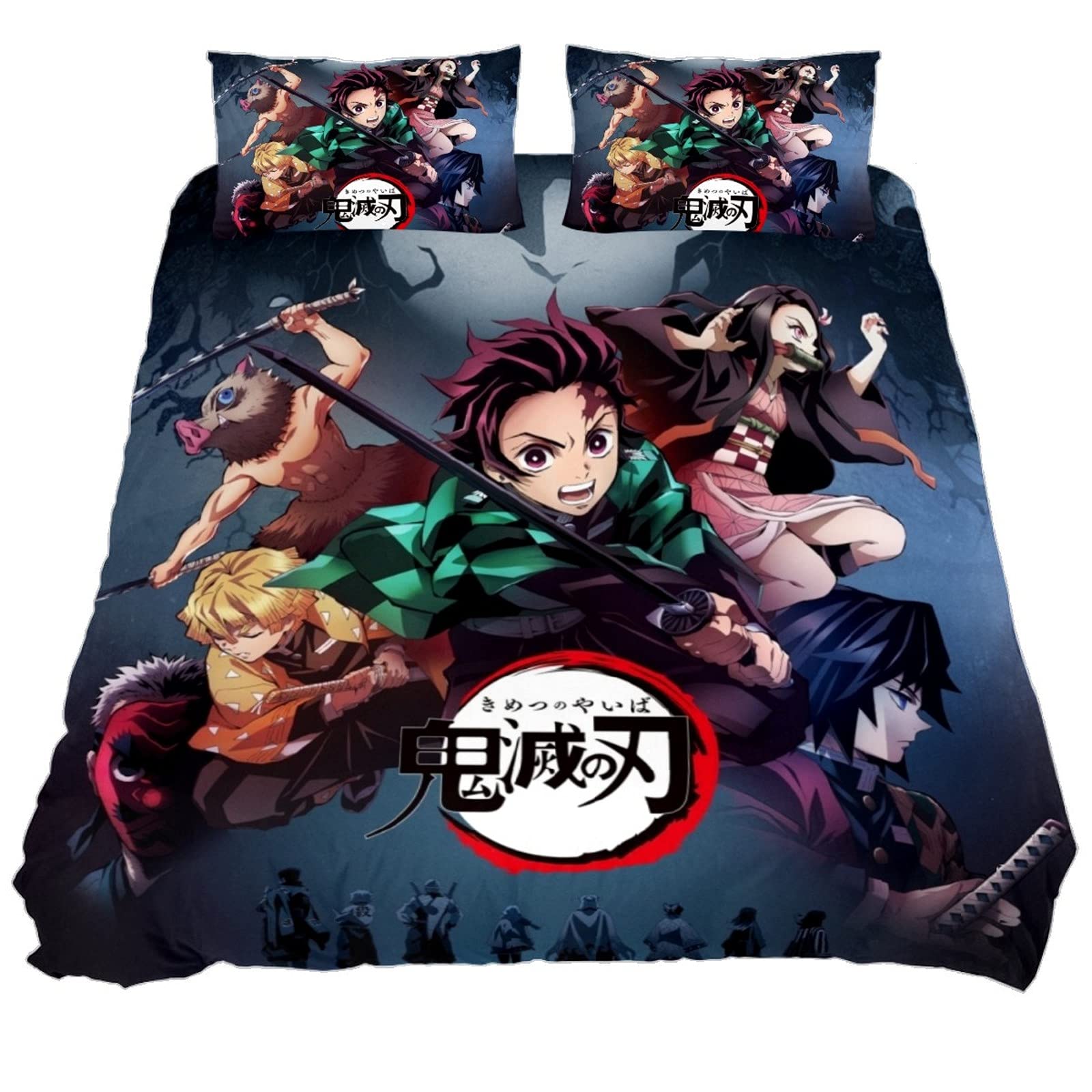 DDQQ Anime Bedding Set 3D Printed Twin Size Japan Anime Bed Set 3Pcs Lovely  Soft/Breathable Comforter Cover