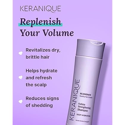 Keranique Deep Hydration Scalp Stimulating Shampoo for Thinning Hair, 8 Fl Oz