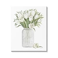 Stupell Industries White Tulips Rustic Country Jar Falling Blooms, Design by Cindy Jacobs