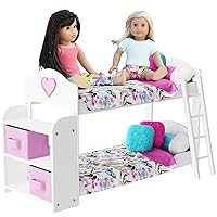 Doll Bunk Bed - Doll Bunk Bed for 18 Inch Dolls 23 Piece Set Complete with Linens, Pajamas, and Shelves, Fits American Girl Doll…