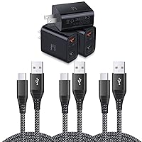Dual USB Wall Charger, 3 Pack Total 30W Dual Port Fast Charging Blocks with 10Ft USB C Cable for Samsung Galaxy, LG, Pixel Device