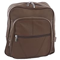 Silver Fever® Genuine Leather Medium Backpack Twin Zip Purse Organizer Bag (Black)