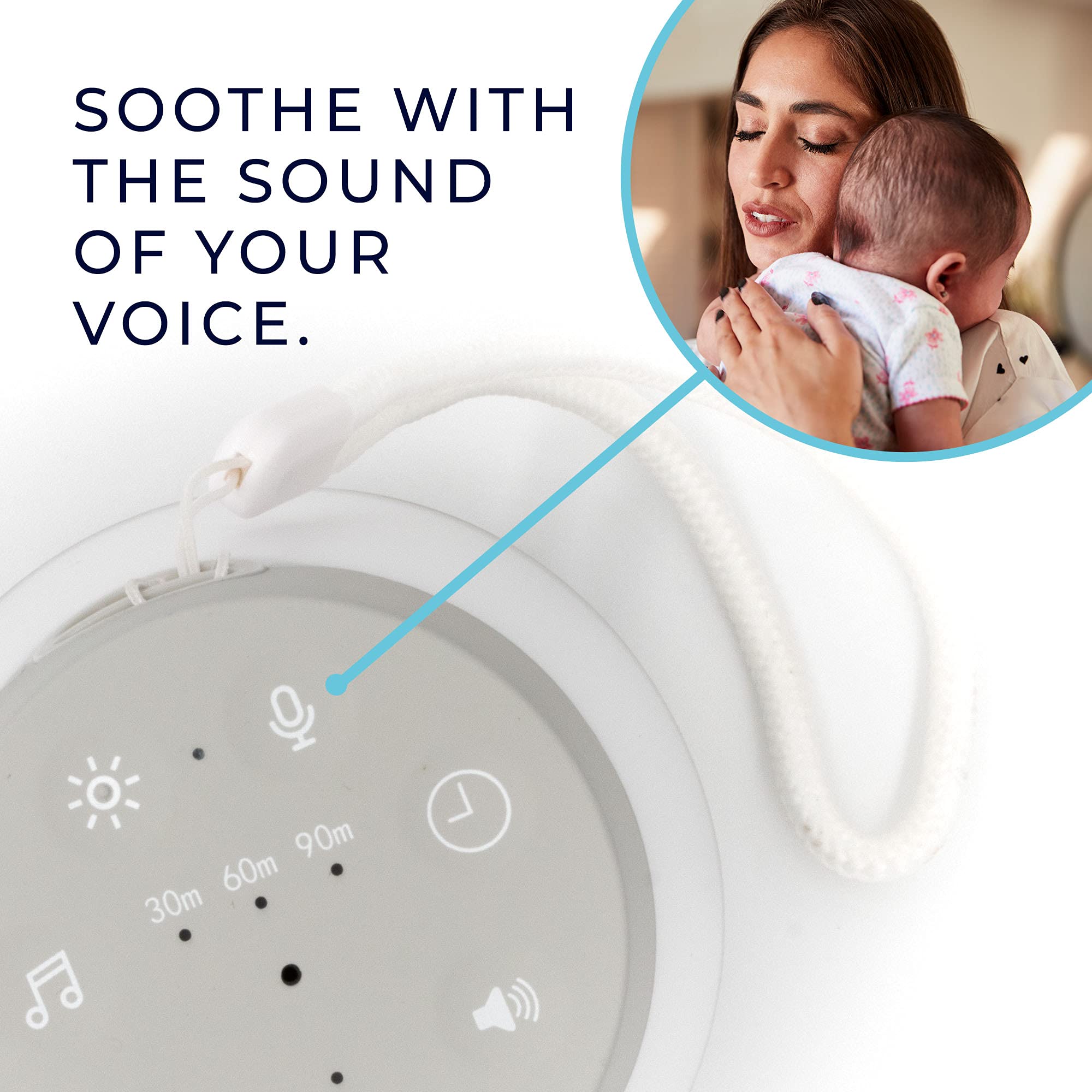 Yogasleep Baby Soother White Noise Sound Machine & Night Light, with Voice Recording & 5 Sound Options Including Brown Noise, Nature Sounds & Lullabies, Noise Cancelling & Sleep Aid, Registry Gift