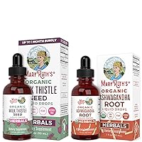 USDA Organic Milk Thistle Liquid Drops & Ashwagandha Liquid Drops Bundle by MaryRuth's | Stress Relief | Natural Calm | Relaxation & Mood Support | Adaptogenic, Nervine, Neuroprotective