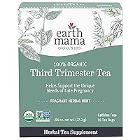 Earth Mama Organic Third Trimester Tea Bags | 100% USDA Organic Herbal Tea for Late Pregnancy Comfort + Childbirth Preparation, 16 Teabags Per Box