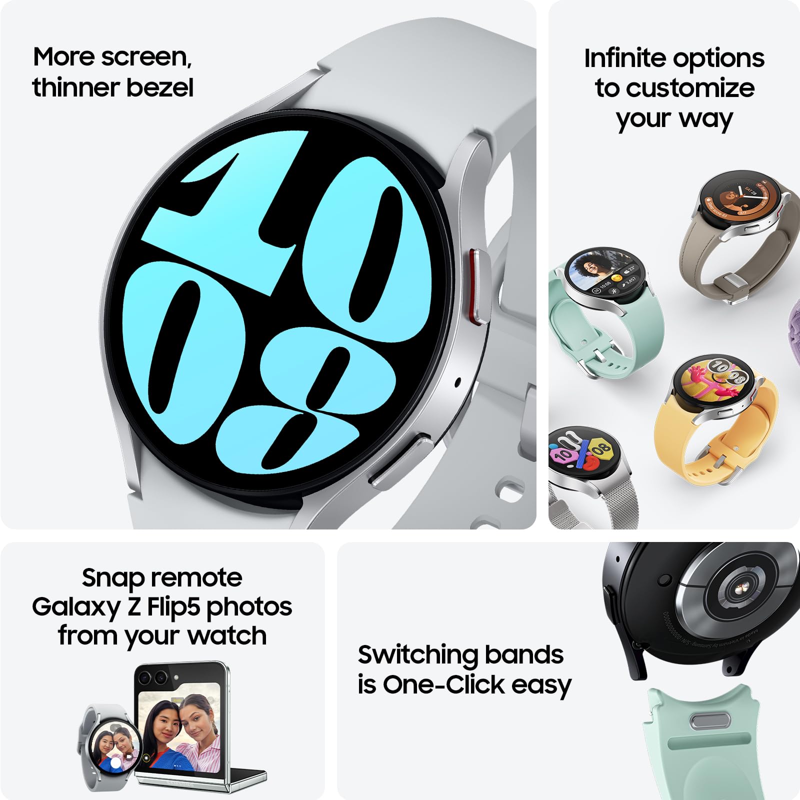 SAMSUNG Galaxy Watch 6 44mm Bluetooth Smartwatch w/ Fitness Tracker, Personalized HR Zones, Advanced Sleep Coaching, Heart Monitor, BIA Sensor, Biggest Screen, US Version, Graphite