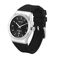 G GALLANT Men's Watch Swiss Quartz Watch Stainless Steel Wrist Watch for Men with Calendar 5ATM Waterproof Silicone Strap Mens Watch 40mm Silver Elegant Classic