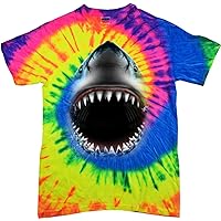 Mens Shark Shirt Big Shark Face Tie Dye T-Shirt
