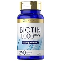Biotin 1000mcg | 250 Vegetarian Tablets | Beauty Formula Supplement | Non-GMO, Gluten Free