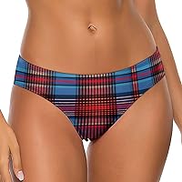 Red Scottish Plaid Women's Underwear Soft Seamless Thongs T-Back Panties No Show Bikini Briefs