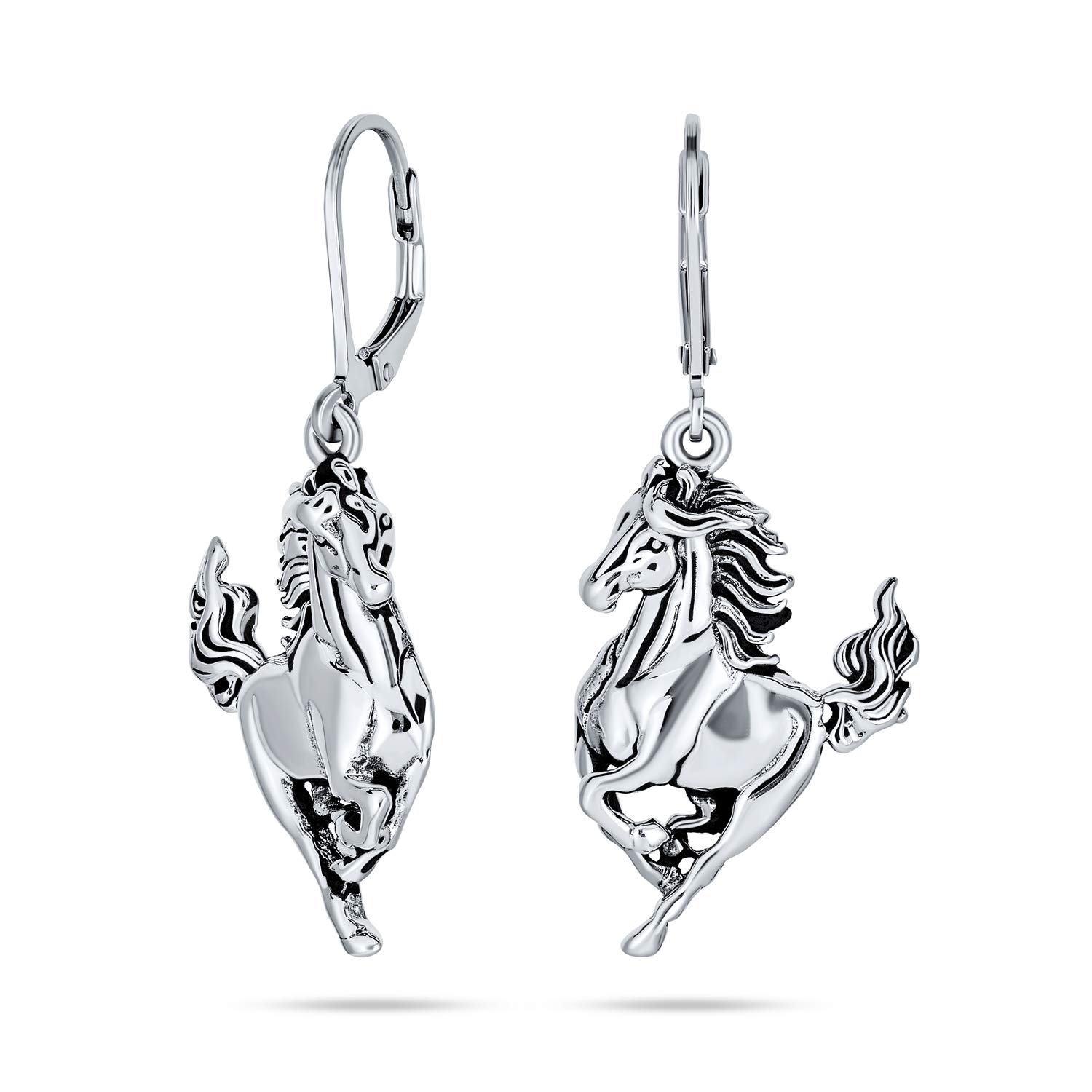 Equestrian Equine Gift Cowgirl Dangle Galloping Horse Earrings Western Jewelry For Women Teen .925 Sterling Silver Lever back