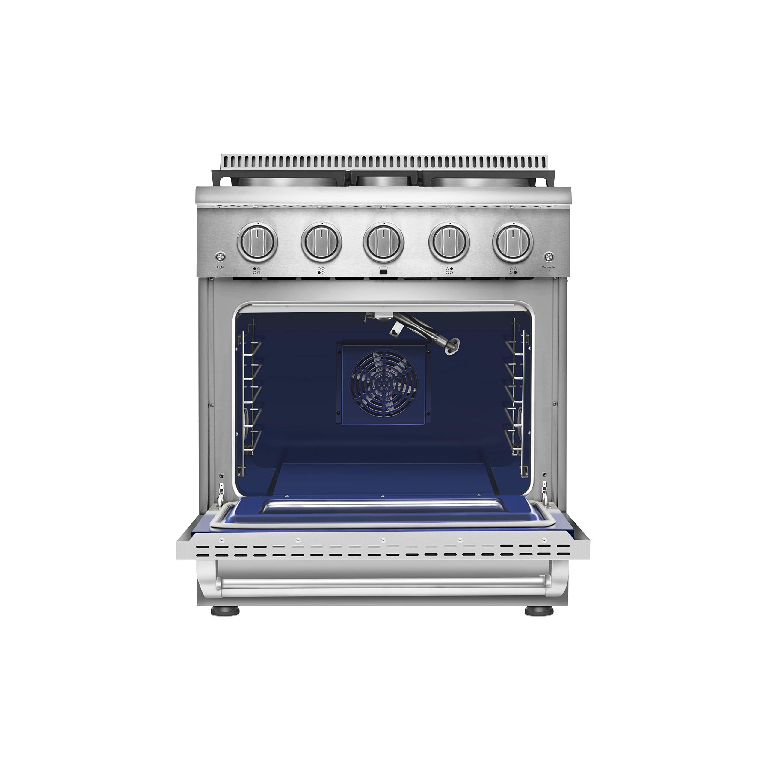 Empava Slide-in Single Oven Gas Range 30 in 4.2 cu. Ft,Pro-Style with 4 Sealed Ultra High-Low Burners-Heavy Duty Continuous Grates in Stainless Steel,CSA Certified, 30 Inch