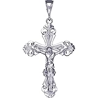 Large Heavy Sterling Silver Cross with Jesus Pendant Necklace 2.6 Inch 10 Grams