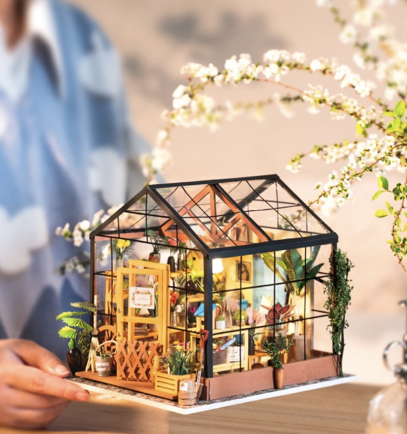 Rolife DIY Miniature Dollhouse Greenhouse Kits and DIY Sunshine Town Book Nook Kits