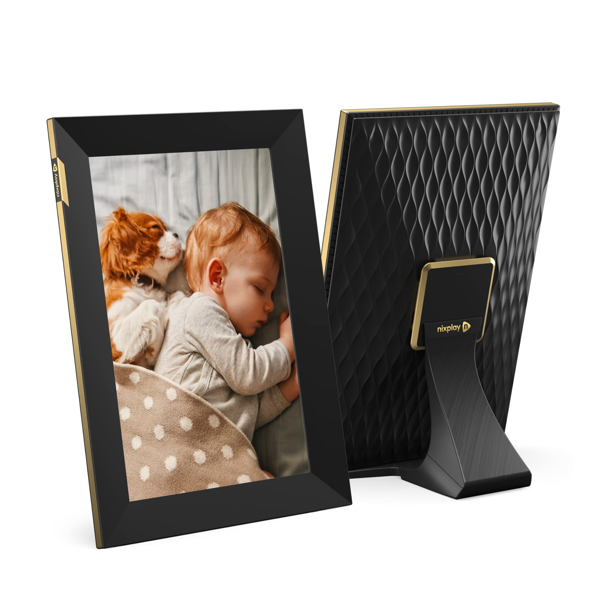 Nixplay W10K - Black Gold 10.1 inch Touch Screen Digital Picture Frame with WiFi - Share Photos and Videos Instantly via Email or App - Preload Content