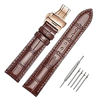 Moran Genuine Leather Band Alligator and Cowhide Replacement Deployment Buckle Watch strap18mm to 24mm Crocodile Leather Strap for Men's and Women's