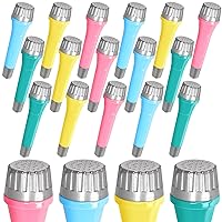 16 Pack Plastic Toy Microphones, Colorful Fake Microphone for Goody Bag Fillers and Birthday Party Favors, 4 Colors