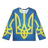 Patriot Boys' Rash Guard Shirts Ukraine Coat of Arms Grange Swim Shirt 3-12T
