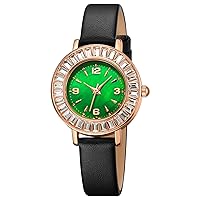 Women's Leather Strap Watch Women's Quartz Watch with Diamond Fashion Elegant Simplicity Watch Business Dress Analogue Quartz Wrist Watch for Women Ladies Girls