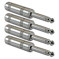 THGS 1/4 inch Plugs for Speaker Cables, Patch Cables, Snakes - TS Male Mono 1/4 Inch Phono 6.3mm Phone Plug Bulk - 4 PACK - (Color: Silver)