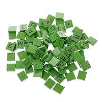 Dijkoo Zeaya 100Pcs/Set Wooden Colourful Scrabble Tiles Mix Letters Varnished Alphabet Scrabbles (Green)