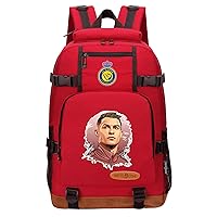 Cristiano Ronaldo Graphic Bookbag for Teens,Wear Resistant Laptop Bag Football Stars Knapsack with Front Pocket