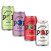 Culture Pop Soda Sparkling Probiotic Drink, 45 Calories Per Can, Vegan Soda for Gut Health, Non-GMO, GF, No Added Sugar, 12 Pack, 12 Fl Oz Cans, Jazzy & Juicy Variety Pack