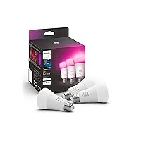 Philips Hue Smart 60W A19 LED Bulb - White and Color Ambiance Color-Changing Light - 3 Pack - 800LM - E26 - Indoor - Control with Hue App - Works with Alexa, Google Assistant and Apple Homekit