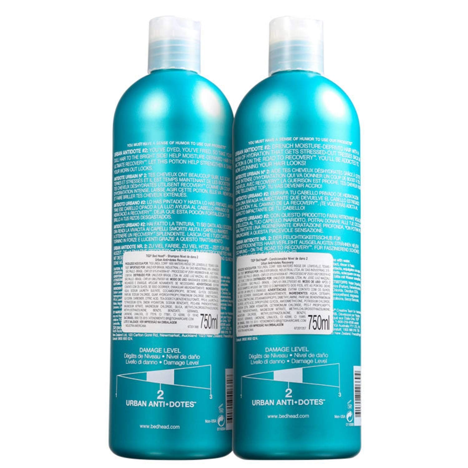TIGI Bed Head Urban Anti-dote PFZoVz Recovery Shampoo & Conditioner Duo Damage Level 2, 25.36 Oz, 2 Units