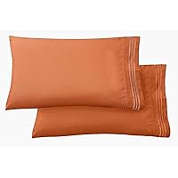 Elegant Comfort Luxury Ultra-Soft 2-Piece Pillowcase Set - 1500 Premium Hotel Quality Microfiber Double Brushed - Wrinkle Resistant, King Size, Coral