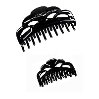Black Hair Clips for Women Large and Medium Size Butterfly Hair Claw Clips Non-Slip Hair Styling Accessories 2pcs in Set(Arc-Black)