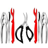 7Pcs Seafood Tools Set including 4 Forks and 2 Lobster Crackers Nut Cracker 1 Seafood Scissors