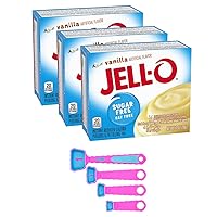 Sugar Free Instant Pudding & Pie Filling Mix with Snackathon Measuring Spoon Set, Vanilla, 1 Ounce, Pack of 3