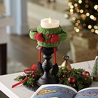 Matchless Candle Co. by Luminara Flameless LED Candle Moving Flame Pillar with Detachable Holiday Elf Sweater (3