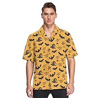 vvfelixl Witch Hat Bat Spider Web Hawaiian Shirt for Men,Men's Casual Button Down Shirts Short Sleeve for Men S
