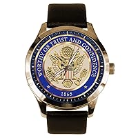 United States Secret Service Worthy of Trust & Confidence 1865 Motto Medallion Art Solid Brass Watch