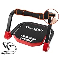 Ab Crunch Machine For Total Body & Core Abdominal, Situp Lockable With Ergonomic Foam Handle & 2 Resistance Bands