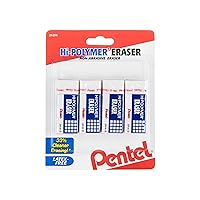 Pentel Hi-Polymer Block Eraser Small White, 4-Pk (ZEH05BP4)