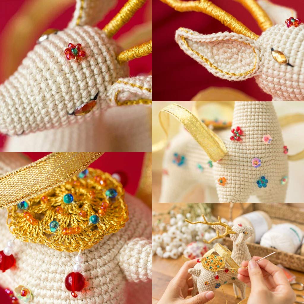 WellieSTR Easy Amigurumi: Crochet Fortune Deer Knitting Kit, Includes Crochet Yarn, Hook, and Needles
