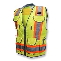SV55 Class 2 Heavy Woven Two Tone Engineer Vest with Padded Neck to Support Extra Weight in Cargo Pockets