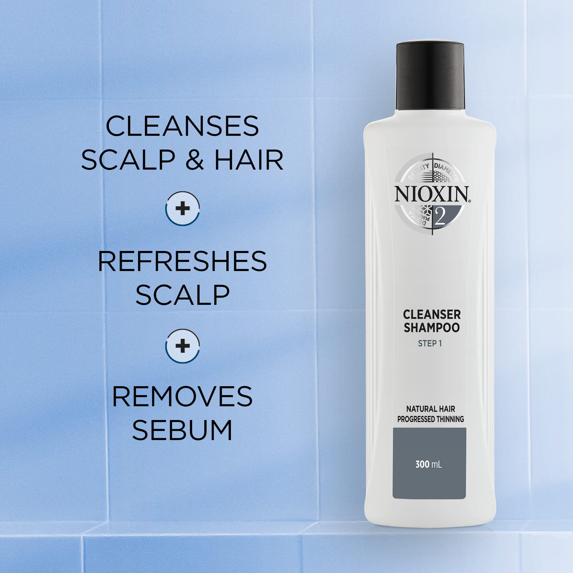 Nioxin System 2 Shampoo & Conditioner Prepack, Natural Treated Hair with Progressed Thinning, Pumps Included, 33.8 fl oz