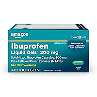 Ibuprofen Liquid Gels 200 mg, Pain Reliever/Fever Reducer Liquid Filled Capsules, For Headache, Toothache, Backache, Menstrual Cramps and More, 160 Count