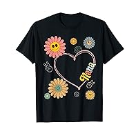 Love Heart Groovy Nana Mother's Day Women Hippie 70's Style T-Shirt