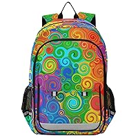 ALAZA Abstract Rainbow Curved Stripes Color Line Casual Backpack Travel Daypack Bookbag
