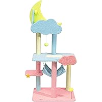 Happy & Polly 55.1in Cat Tree for Indoor Stable Multi-Level Tall Cat Tower Aesthetic Design Cat Condo with Hammock and Toys for Large Cats Capacity up to 15LBS