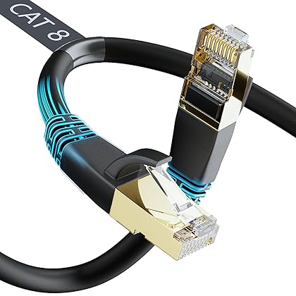 Cat8 Ethernet Cable, Shielded for Outdoor&Indoor, 15FT Heavy Duty High Speed 26AWG Cat8 LAN Cable, Weatherproof, with Gold Plated RJ45 Connector, 40Gbps 2000Mhz Compatitable for Router/Gaming/Xbox