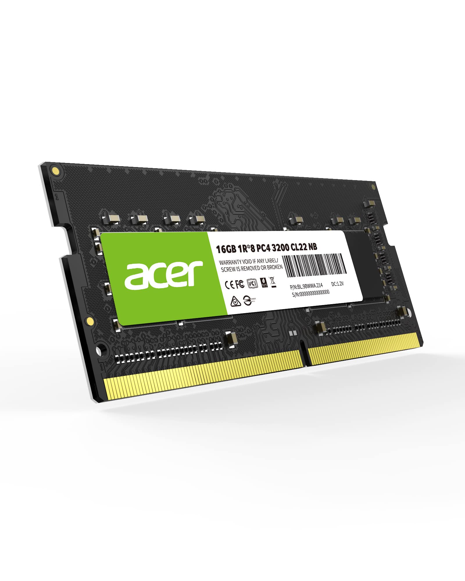 Acer SD100 16GB Single RAM 3200 MHz DDR4 CL22 1.2V Laptop Computer Memory - BL.9BWWA.214