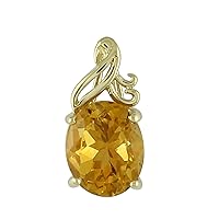 Carillon Natural Citrine Gemstone Oval Shape 10K, 14K, 18K Yellow Gold Certified Pendant For Women for Men