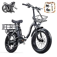 DAMSON Electric Bike, 750W Brushless Motor, Foldable Electric Bicycles for Adults, 48V 20Ah/15Ah Removable Battery, Fat Tire 20