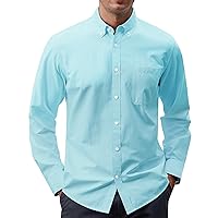 J.VER Men's Oxford Shirt Solid Casual Button Down Collar Shirts Long Sleeve Dress Shirts with Pocket